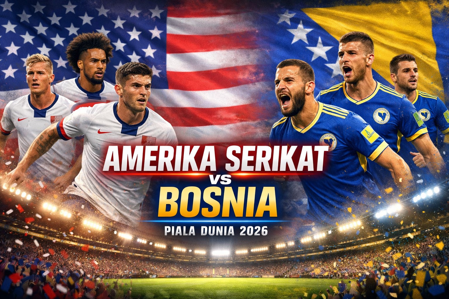 Streaming Piala Dunia 2026 Amerika Serikat vs Bosnia dan Herzegovina Besok Pagi Pukul 07.00 WIB - Score808TV Bahas Duel Panas Fase Gugur