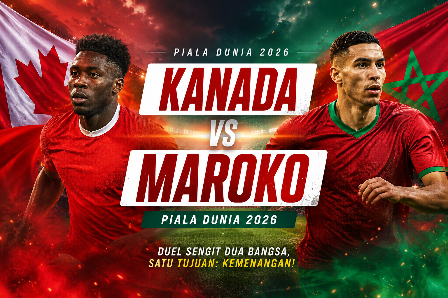 Kanada vs Maroko Piala Dunia 2026 Dini Hari Ini Jam 00.00 WIB di Score808TV - Streaming Duel Sarat Gengsi yang Menjadi Sorotan Utama Babak 16 Besar