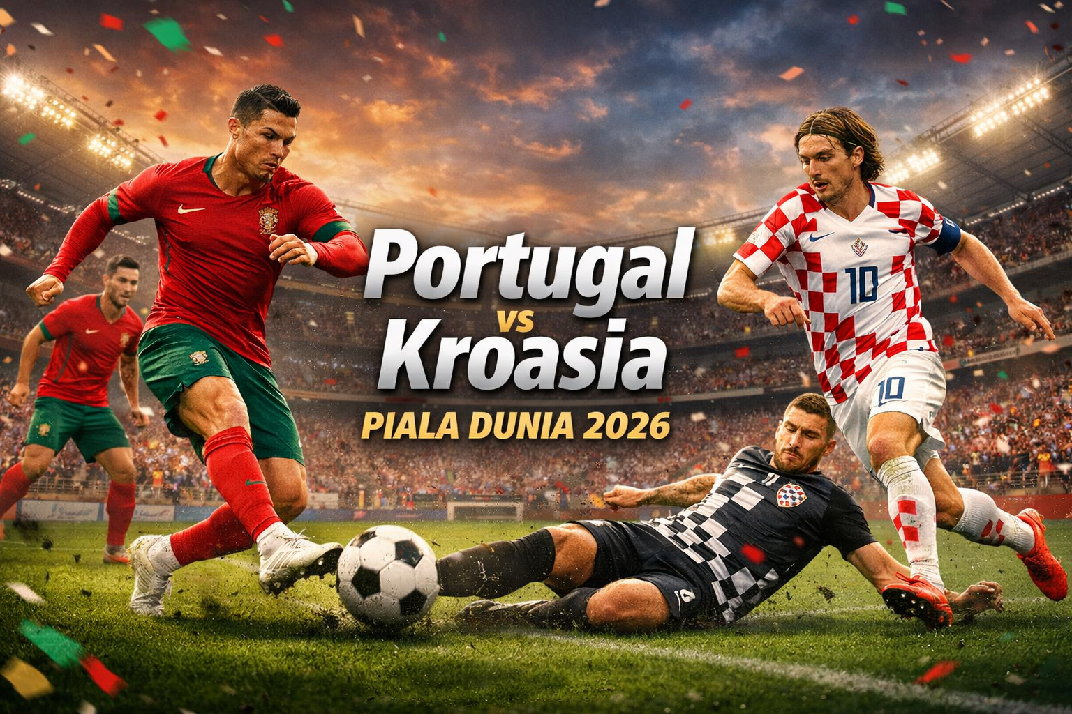 Portugal vs Kroasia Piala Dunia 2026 Besok Pagi Jam 06.00 WIB Streaming Bersama Score808TV - Duel Kelas Dunia yang Siap Menentukan Langkah ke Babak Selanjutnya