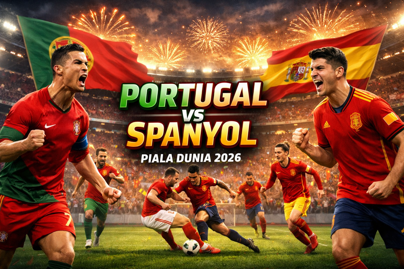 Portugal vs Spanyol Piala Dunia 2026 Dini Hari Ini Pukul 02.00 WIB Streaming Terlengkap Bersama Score808TV