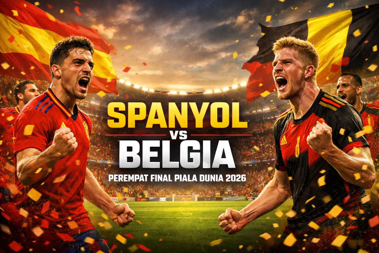 Score808TV Streaming Spanyol vs Belgia Perempat Final Piala Dunia 2026 Dini Hari Ini Pukul 02.00 WIB, Pertemuan Bergengsi Demi Tiket Semifinal