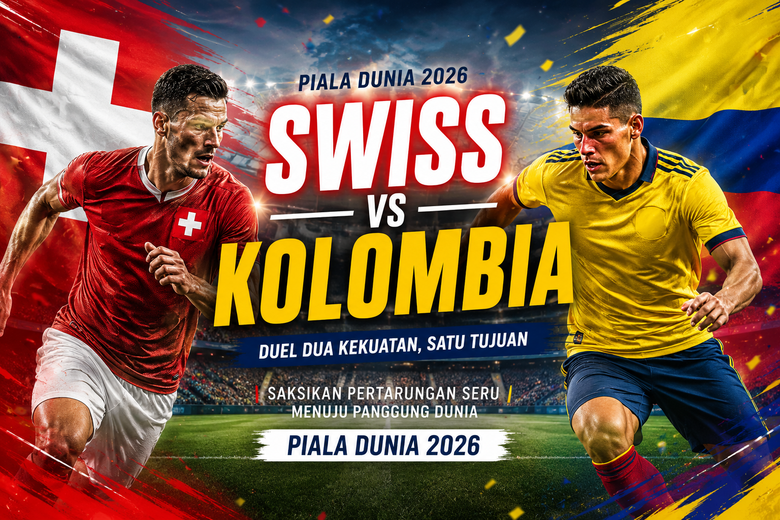 Score808TV Streaming Swiss vs Kolombia Piala Dunia 2026 Pukul 03.00 WIB Dini Hari Ini, Pertandingan Babak 16 Besar yang Dinanti Penggemar Sepak Bola